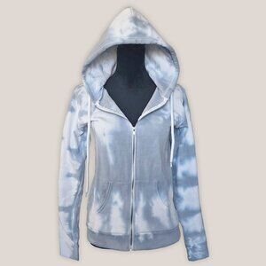 NWT Mountain Storm Tie Dye Jacket Gray Hand-Dyed Zip Up Hooded Fleece Coat